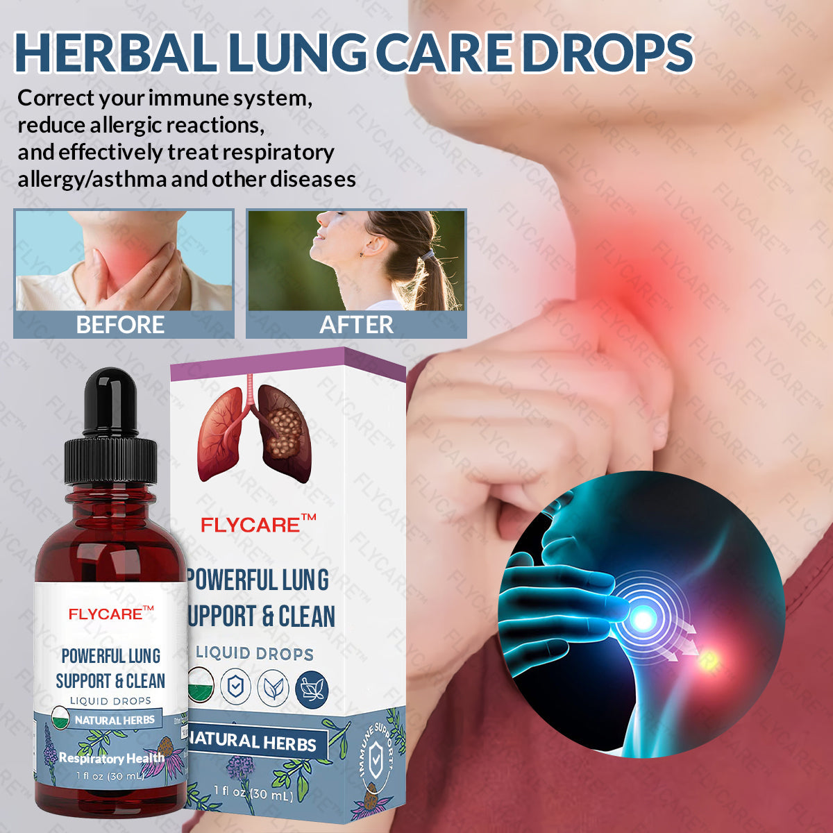 FLYCARE™ Herbal Lung Care Drops - Powerful Lung Support & Cleanse & Respiratory - Made in USA 🌿